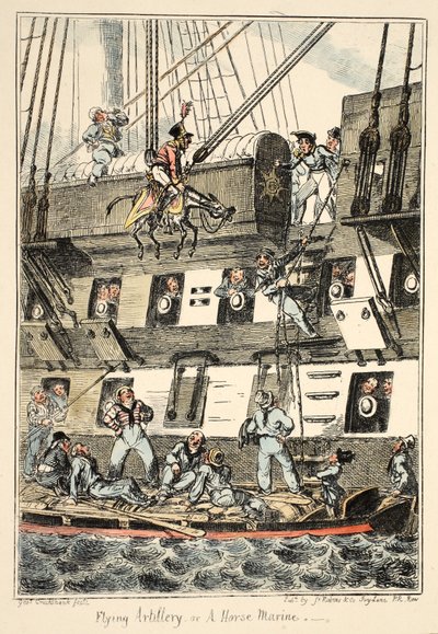 Greenwich Hastanesinden Uçan Topçu veya Bir Atlı Denizci, Bir Savaş Adamının Yaşamını Tanımlayan Bir Deniz Kuvvetleri Eskizleri Dizisi, pub. 1826 (el renkli gravür) by George Cruikshank