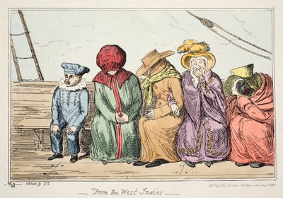 Batı Hint Adaları'ndan, pub. 1835 (el renginde gravür) by George Cruikshank