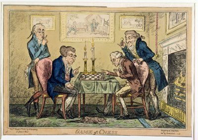 Game of Chess, H. Humphrey tarafından yayınlandı, Londra (renkli gravür) by George Cruikshank