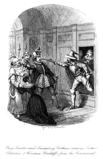 Guy Fawkes ve Humphrey Chetham, 1605, 1841. by George Cruikshank