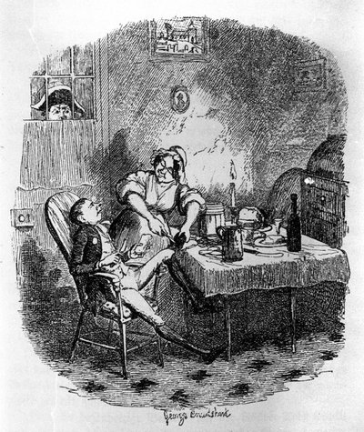 “Olivier Twist” (Olivier) için Charles Dickens (1812-1870), George Cruikshank (1792-1878) için çizim. by George Cruikshank
