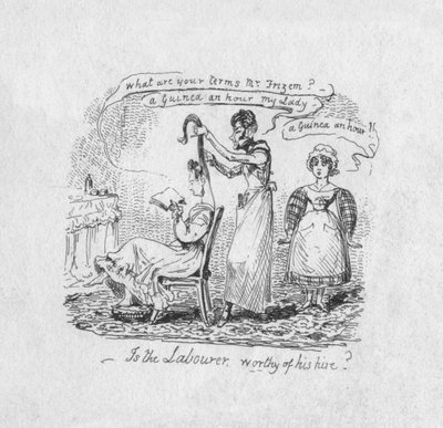 Emekçi kiralamaya layık mı, 1829 by George Cruikshank