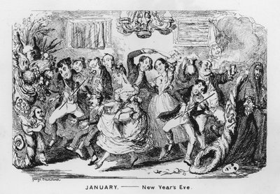 Ocak, Yılbaşı (gravür) by George Cruikshank