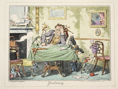 Kıskançlık, bar. 1835 (el renkli gravür) by George Cruikshank
