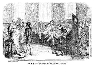 Haziran - Kamu Bürolarında Tatil, c1836. by George Cruikshank