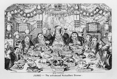 June, Ruhsatsız Victuallers mı? Akşam yemegi by George Cruikshank