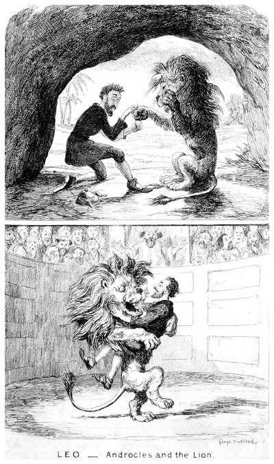 Aslan - Androkles ve Aslan, 19. yüzyıl. by George Cruikshank