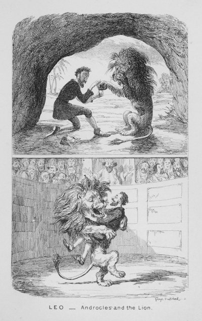 Aslan, Androkles ve Aslan by George Cruikshank