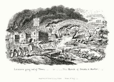 Londra Şehir Dışına Çıkıyor veya Tuğla ve Harç Yürüyüşü (gravür) by George Cruikshank