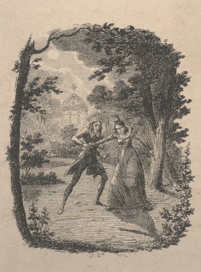 Bahçedeki Erkek ve Kadın (gravür) by George Cruikshank