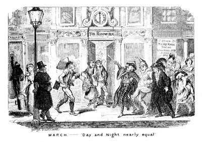 Mart - Gündüz ve Gece neredeyse eşit, 19. yüzyıl. by George Cruikshank