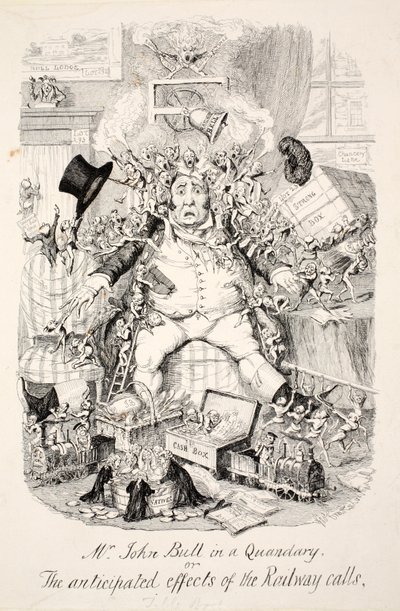 Bay John Bull Bir İkilemde veya Demiryolu Çağrılarının Beklenen Etkileri, yayın. 1845 by George Cruikshank