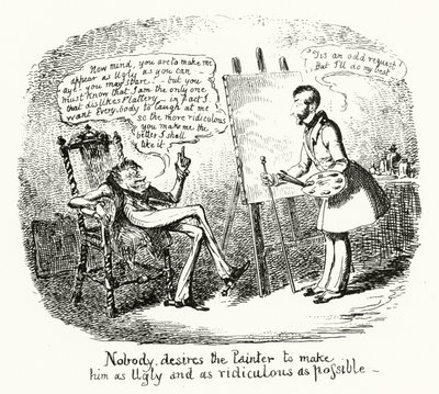 Kimse Ressamın kendisini olabildiğince Çirkin ve gülünç yapmasını istemez (gravür) by George Cruikshank