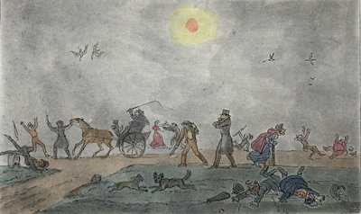 Kasım - (Eski Tarz) - Sisin ve pis havanın içinde gezinin, pub. 1835 (el renkli gravür) by George Cruikshank