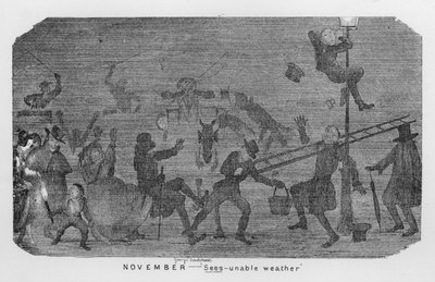 Kasım, Görülmeyen hava, yani Londra sisi (gravür) by George Cruikshank