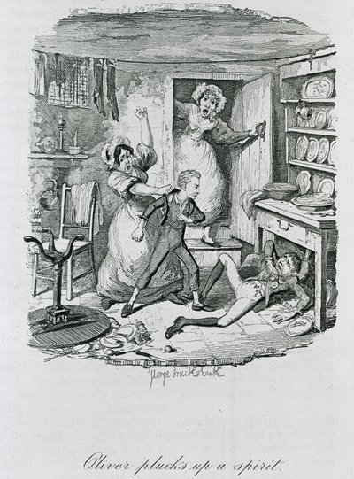 Oliver Bir Ruhu Yıkar, 1837 by George Cruikshank