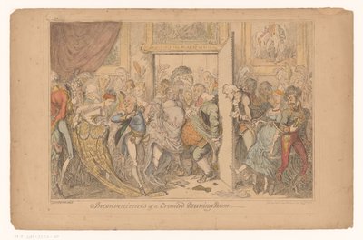 aşırı salon Kalabalık bir misafir odasının sakıncaları (nesne üzerinde başlık) by George Cruikshank