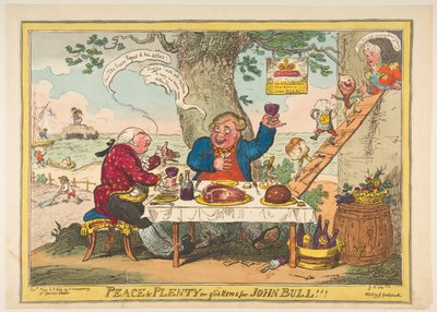 John Bull için Barış ve Bol veya İyi Haber!!!, 25 Mayıs 1814. by George Cruikshank