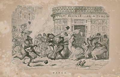 İnsanlar şiddetli rüzgarlara karşı mücadele ediyor by George Cruikshank