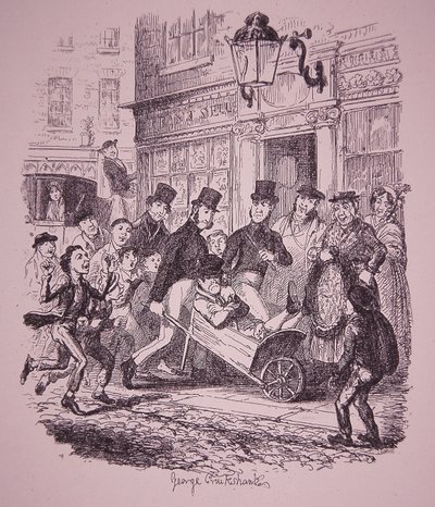 Polis tarafından yakalanan yankesici, 19. yüzyılın başlarında (gravür) by George Cruikshank
