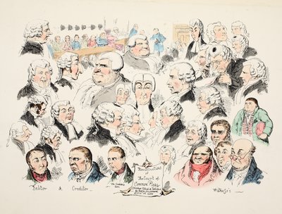 Medeni Hukuk Mahkemesinin Hatıraları, yayın. 1834 (el renkli gravür) by George Cruikshank