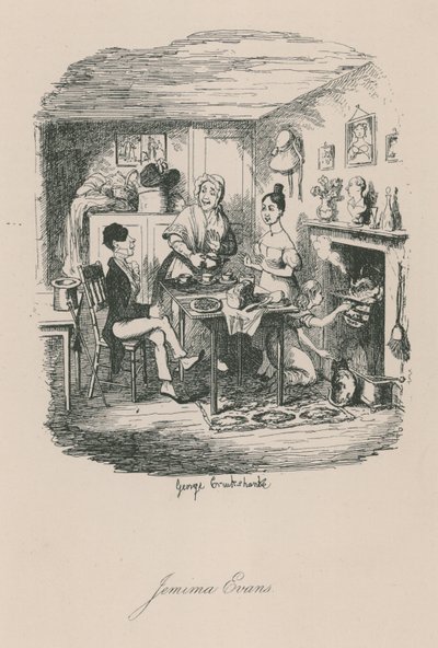 Londra yaşamının sahnesi: Jemima Evans by George Cruikshank