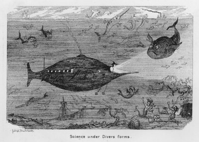 Dalgıç formları altında bilim (gravür) by George Cruikshank