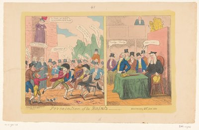 İngiliz İç Politikası Karikatürü, 1820 Azizlerin Zulüm by George Cruikshank