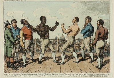Cribb ve Molineaux arasındaki Savaş (renkli gravür) by George Cruikshank