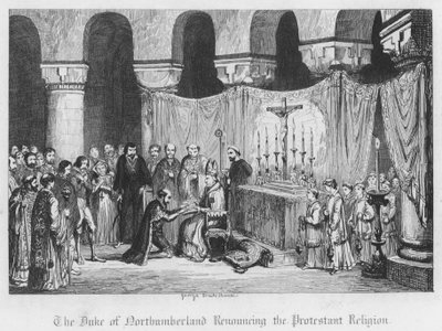 Northumberland Dükü Protestan Dininden vazgeçiyor (gravür) by George Cruikshank