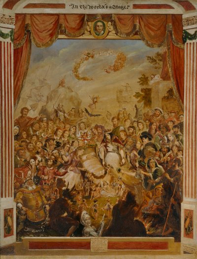 Globe Theatre Sahnesinde William Shakespeare'in İlk Görünümü by George Cruikshank