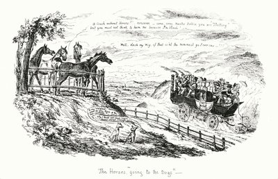 Köpeklere Giden Atlar (gravür) by George Cruikshank