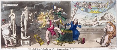Pall Mall Apollo ya da R...ty alev alev yanıyor!!! 1816 (renkli gravür) by George Cruikshank
