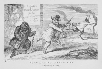 Geyik, Boğa ve Ayı, Bir Demiryolu Masalı (gravür) by George Cruikshank