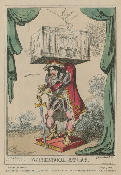 Tiyatro Atlası: Edmund Kean Richard III olarak by George Cruikshank