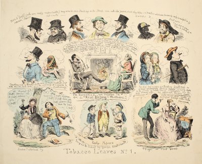 Tütün Yaprakları No. 1, pub. 1851 (el renkli gravür) by George Cruikshank