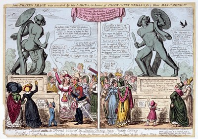 Aşil heykeline hayran olan kadınlar, Hyde Park, Londra, 1822. by George Cruikshank