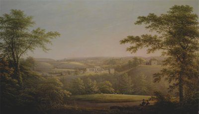Arka Planda Richmond, Yorkshire ile Easby Hall ve Easby Abbey by George Cuitt