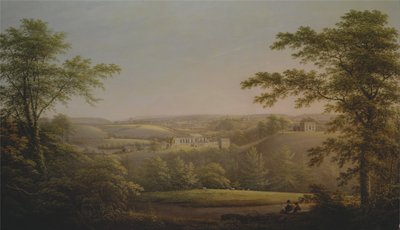 Easby Hall ve Easby Abbey, Arka Planda Richmond, Yorkshire ile by George Cuitt