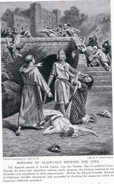 Clairvauxlu Bernard Yahudileri savunuyor by George Derville Rowlandson