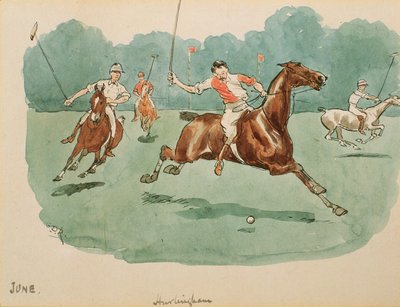 Haziran Ayı: Polo (kağıt üzerine kalem ve mürekkep ve wc) by George Derville Rowlandson