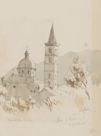 Alassio, from you Railway, En Passant!, 12 Mart 1878 (kağıt üzerinde kalem ve tuvalet) by George Douglas Tinling