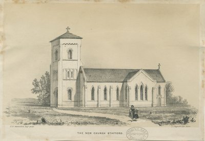 Stafford - Christ Church: renkli taş baskı ve [?19. yüzyıl ortası] (baskı) by George E. Hamilton