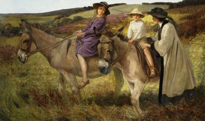 Bir Bozkırın Kenarında Eşeğe Binen İki Çocuk by George Edmund Butler