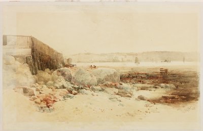 Liman Sahnesi (karta yapıştırılan kağıt üzerine kurşun kalem ve sulu boya) by George Edward Horton