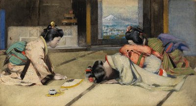 Japonya'da bir evde veya Selamlamalar (kağıt üzerine suluboya) by George F. Henry