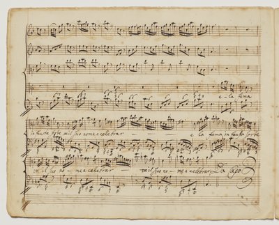 Preggio, "Rinaldo için Aditionall [sic] şarkılar" dan "un alma forte, f.6v", c.1717 satıldı by George Frederick Handel