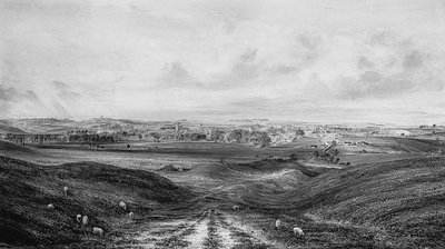 Kapsamlı bir Winchester Görünümü (kağıt üzerine suluboya ve kurşun kalem) by George Frederick Prosser