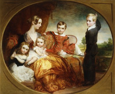Bir Terasta Dört Çocuğuyla Birlikte Bir Kadının Grup Portresi, 1843 by George Frederick Watts