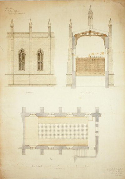 New College Oxford: Yeni Salon Çatısı için Tasarım by George Gilbert Scott